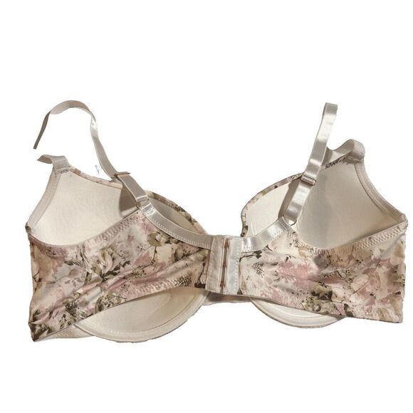 Danskin Intimates T-Shirt Bra UNDERWIRE Lightly Padded Size 40C Floral Cream - Picture 2 of 6
